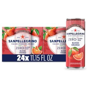 Sanpellegrino Zero Grams Added Sugar Pomegranate & Orange Italian Sparkling Drink, 24 Pack Of 11.15 Fl Oz Cans, Sanpellegrino Italian Sparkling Drinks, Low-Calorie Fruit Juice Beverages, BBD: 02/2027
