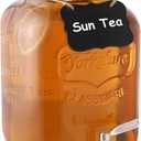 1 Gallon Drink Dispenser with Spigot 18/8 Stainless Steel  Airtight & Leakproof Glass Sun Tea Jar with Anti-Rust Lids, Beverage Dispenser for Parties (Single)