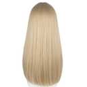 22 Inches Long Straight Hair for Women Blonde Synthetic Hair Natural Golden Wig With Bangs Party Cosplay Wig (White Gold)
