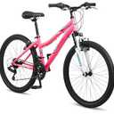 Pacific Cavern Mountain Bike for Youth, Boys and Girls, 21-Speed Twist Shifter, 24-Inch Wheels, 14-Inch Steel Frame, Front Suspension, Kickstand Included, Pink