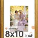Vintage 8x10 Picture Frame, Antique Gold Frames Display 5x7 with Mat or 8 x 10 Without for Wall or Tabletop Decor, 1pack | Fit 5x7 and 8 x 10 Photo, Wall or Tabletop Display, Antique-style Decoration, Rustic Farmhouse Decor, For Weddings