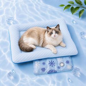 Water-Fill Cooling Cat Bed, Thick Cushion, Raised Bolsters, Soft&Breathable