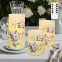 GORGE MOMENT Flameless Candles with Remote & Timer, Love Theme Battery Operated Flickering Glass Rose LED Candles, Bedroom Home Christmas Valentine's Day Decor Table Ornament, Set of 3