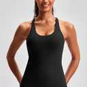 Workout Tank Top with Built in Bra for Women - Racerback Butter Soft Athletic Tops Yoga Tank Tops with Removable Pads (Black, M)