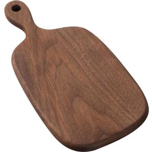 Muso Wood Small Cutting Board with Handle, Walnut Wooden Chopping Boards for Bread, Vegetables & Fruits, Dinner Cheese Board with Hole(15.2x7.3 Inches)