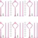 Bringsine 6 Set Cake Stand Hardware Kit Tiered Tray Hardware Fittings 3 Tier Cake Stand Holder for Weeding,Party,Fruit Plate Handle,Cupcake Trays Serving Stand-Pink