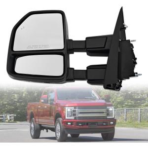 Left Driver Side Tow Mirror Fits for 2017-2022 Ford F250 F350 F450 with Blind Spot Detection Support Power Glass Adjustment Power Heated with Turn Signal Light & Puddle Light Manual Folding