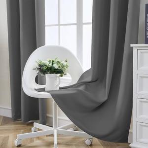 8x4 Ft Blackout Curtain 2 Panels Grey Curtains  Thermal Insulated Noise Reducing