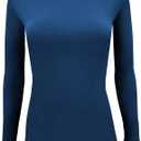 Natural Uniforms Women's Under Scrub Tee Crew Neck Long Sleeve T-Shirt (True Navy Blue), S