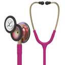 3M Littmann Classic III Monitoring Stethoscope, 5806, More Than 2X as Loud, Weighs Less, Stainless Steel Rainbow-Finish Chestpiece, 27" Raspberry Tube, Brass Stem and Headset