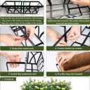 LCHUANG 4 Pack 24 Inch Deck Balcony Railing Planter Window Boxes with Coconut Coir Liner, Fence Metal Hanging Flower Planter Basket for Outdoor Lawn