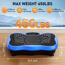Vibration Plate Exercise Machine, 130 Levels Full Body Workout Vibrating Plate for Lymphatic Drainage Weight Loss, 450 Lbs Capacity Shake Platform with Resistance Bands Bluetooth for Women Men, Blue