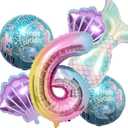 Mermaid Birthday Decoration Kit - Sea Balloons, Foil Balloon, Tail Balloons for Girls Party (Number 6)