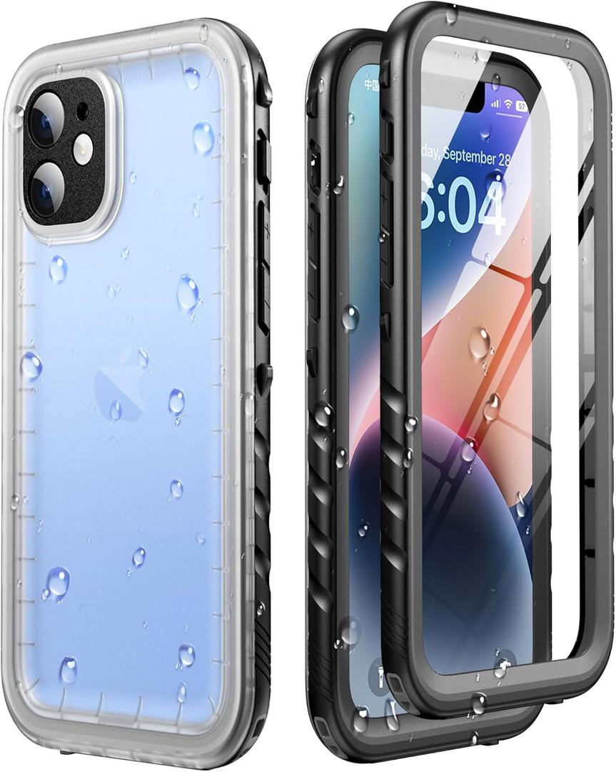 SOKUSIN for iPhone 14 Case Waterproof - Full Body Bumper Case with Built-in Screen & Camera Protector, Shockproof Drop Dust Proof Rugged Protective Phone Cover with Wrist Strap, 6.1", Clear (for iPhone 146.1", Clear)