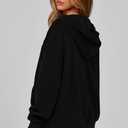 MASCOMODA Women Zip Up Hoodie Trendy Oversized Sweatshirt Casual Long Sleeve Fleece Jacket Fall Outfits Fashion Clothing (Black)