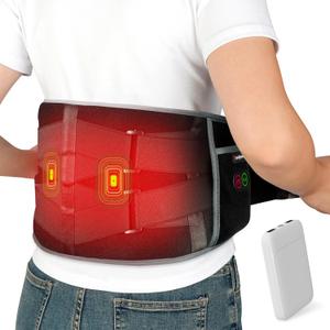Comfytemp Cordless Heating Pad with Massager for Back Pain Relief, Portable Lower Back Massager FSA HSA Eligible Wearable, Father's Day Gifts, Birthday Gifts for Dad Mom Men Women, 3 Heat Auto-Off 58" (Black)