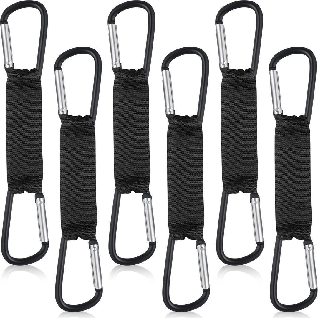 Hiboom 6 Pcs Fence Hooks for Football Bag Nylon Buckles Metal Fence Hooks Multifunctional Hanging Buckles for Softball Tennis Baseball Outdoor Sport Water Cup Backpack(Black)
