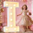 Pooqla Marquee Letters, 3FT Light Up Letters, Giant Marquee Letters 3 Feet Tall for Birthday Decoration, Large LED Letter Sign for Homecoming Baby Shower Wedding Party Decoration Letter I