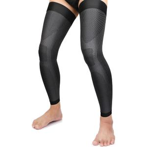 KEKING Full Leg Compression Sleeves, Unisex, Thigh High Compression Stocking 20-30mmHg Graduated Support for Thigh Calf Knee, Running, Basketball, Reduce Varicose Veins and Swelling, Pair, Black XXL