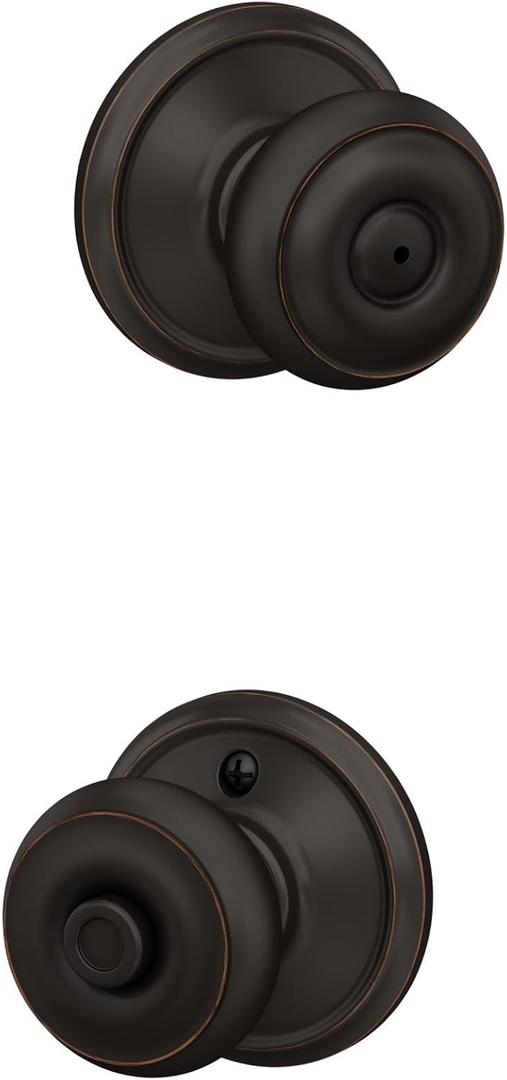 Schlage F40 GEO 716 Georgian Door Knob, Bed & Bath Privacy Lock, Aged Bronze