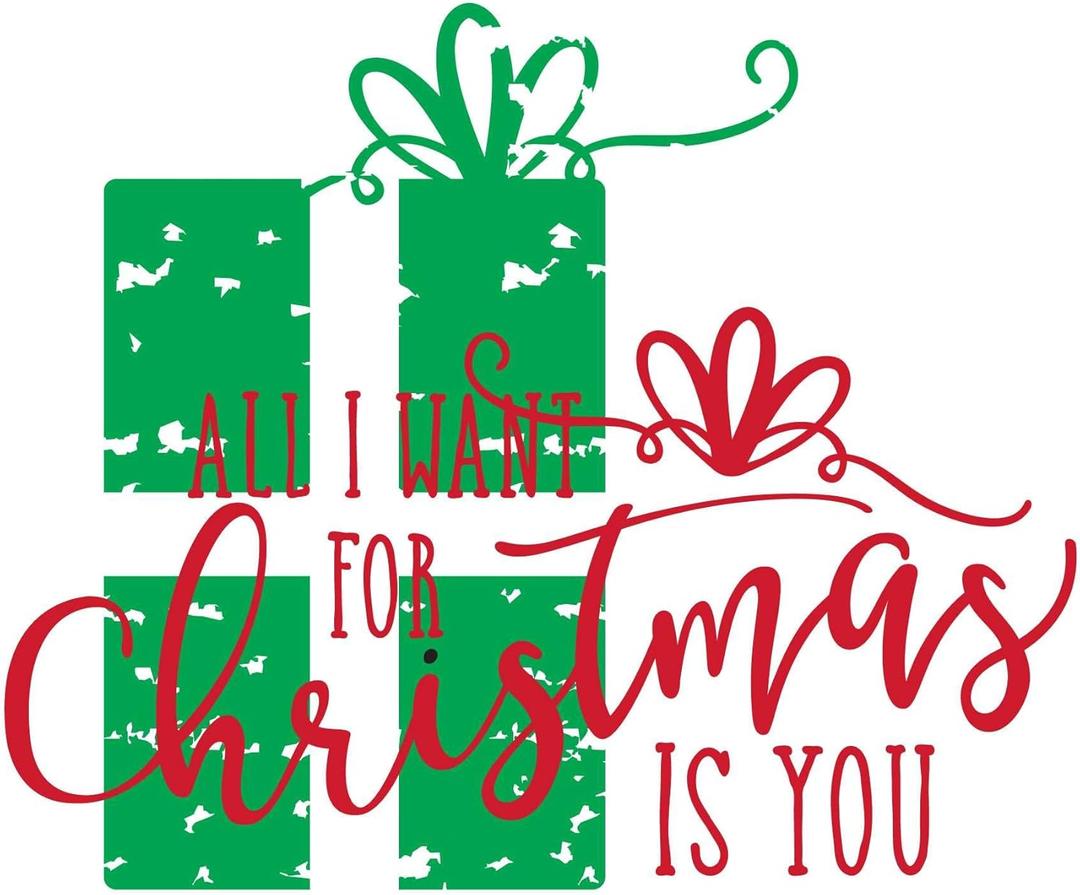 Family All I Want for Christmas is You Adorable Quote Wall Decal Decoration Sweet Christmas Song Lyrics Beautiful Holiday Quote Holiday Gift Lasts Years Easily Removable - Size: 30 in(W) x 27 in(H)