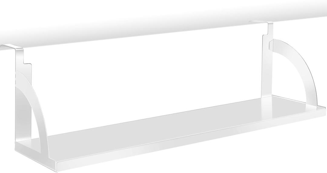 Tandefio Office Cubicle Shelf 24'' Hanging Cubicle Storage Organizer File Hanging Shelf Accessories Storage Organizer Bookshelf with Hooks for Home Desk (White)