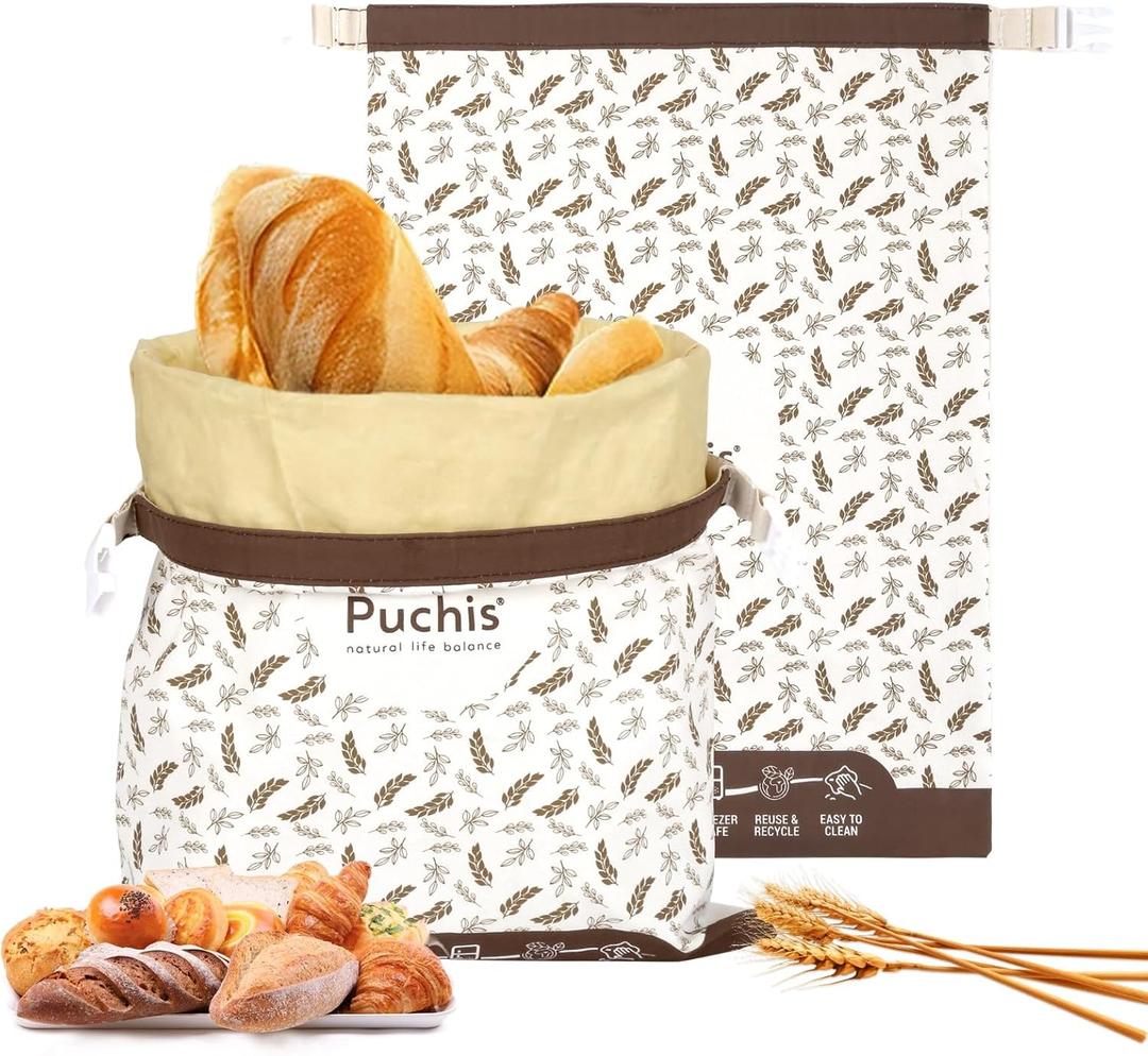 Beeswax Bread Bags for Homemade Bread & Sourdough Bread Bags, 2-Pack XL Reusable Cotton Bread Storage Bags, Beeswax Lined, Freezer Safe 1713 in  PUCHIS | Breathable cotton