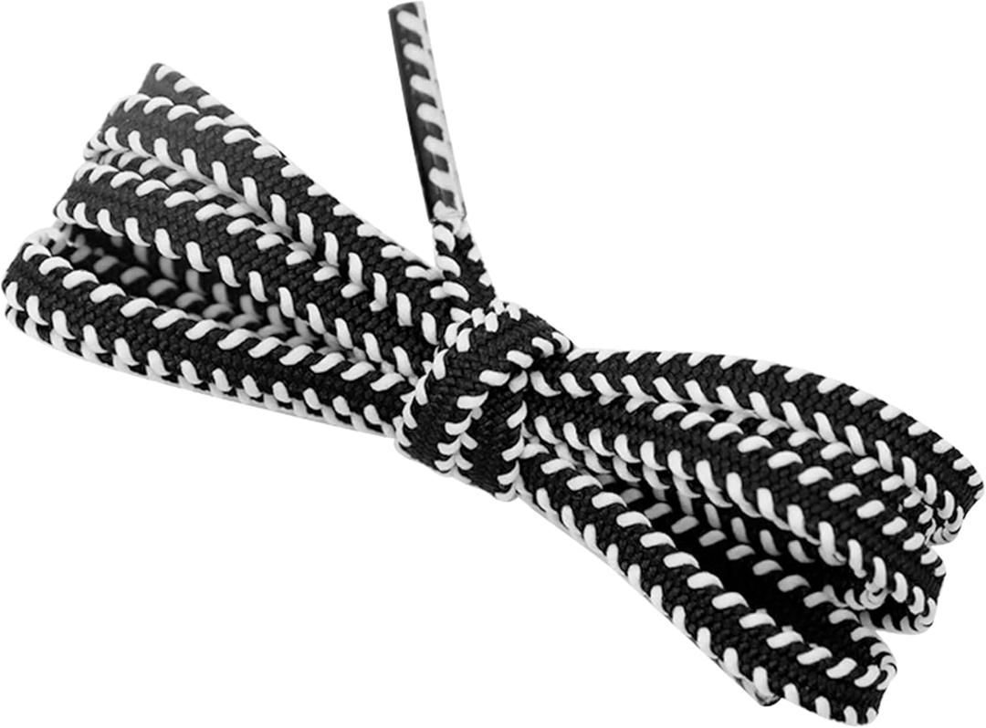Flat Colorful Shoelaces Work Boot Laces Fashion Shoe Laces for Sneakers 2 Pairs (150cm/59.06", Black-White)