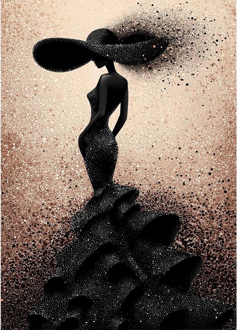 Impossible Puzzles for Adults 1000 Pieces, PICKFORU Black Women Aesthetic Art Puzzle, Beauty Elegant Lady Diamond Aesthetic Art Challenge Jigsaw Puzzle