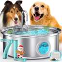 oneisall Dog Water Fountain, 7L/230oz/1.8G Quiet Dog Fountain Water Bowl, Stainless Steel Dog Water Fountain with Visual Water Level&Triple Filtration for Large Medium Small Breed Dogs Pets