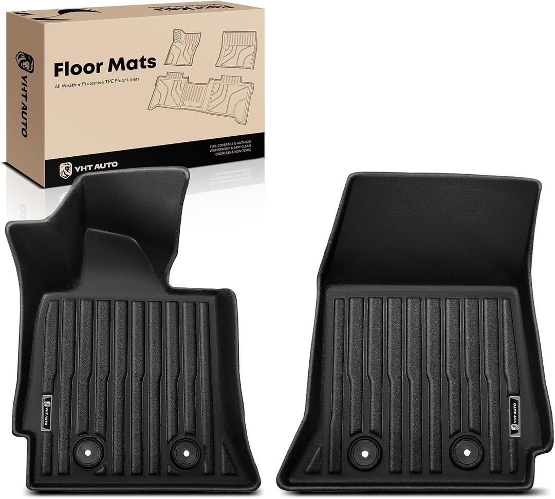 YHTAUTO Floor Mats Fit 2014-2019 Chevrolet Corvette, TPE All Weather Car Mats Waterproof Anti-Slip Odorless Floor Liner, Interior Car Accessories Front Liner