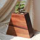 Handcrafted Walnut Cremation Urn with Removable Planter Lid for Adult Human Ashes - Decorative Solid Wood Memorial Urn for Loved Ones and Beloved Pets