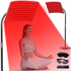 Red Light Therapy for Body Face, Infrared Light Therapy Lamp with Adjustable Stand, 660nm and 850nm Near Infrared LED Lights Panel, Red Infrared Lamp for Full Body, Gift for Men Women (Black)