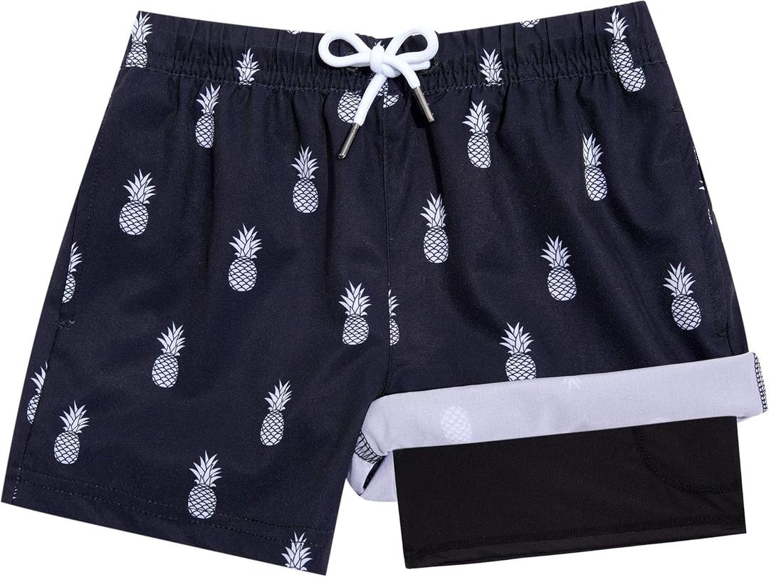 BRISIRA Boys Swim Trunks Bathing Suit Compression Boxer Brief Liner Swim Shorts Swimsuit Anti-Chafe Toddler Kids Youth Teen, Size: 14-16