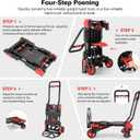 330LB Folding Hand Truck Heavy Duty Carrying, Combination of Four Wheels and Two Wheels Convertible Dolly Cart with Retractable Handle Dolly for Moving Office Carts.