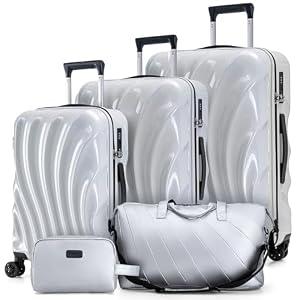 Cosbarn Luggage Sets 5 Piece Suitcases with Wheels, Suitcase Set, ABS Hardshell Luggage with Phone Holder Durable Travel Luggage with TSA Lock Spinner Wheels (20/24/28/DB/TB)