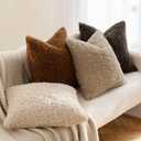 MIULEE Pack of 2 Throw Pillow Covers 20x20 Inch Bronze Faux Fur Decorative Sherpa Pillow Covers Fuzzy Accent Soft Sheepskin Fleece Cushion Cases for Boho Home Decor Couch Living Room Bed