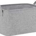 Bidtakay Rectangular Storage Basket, Collapsible Cube Storage Bins for Shelves, Waterproof PE Coating Storage Bins with Handles for Organizing Toys, Books, Blankets (15x10x9 inch-Grey)