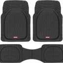 Motor Trend FlexTough Floor Mats for Cars, Black Deep Dish All-Weather Mats, Waterproof Trim-To Fit Automotive Floor Mats for Cars Trucks SUV, Universal Floor Liner Car Accessories
