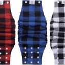 CuteBone Washable Dog Diapers Male with Snaps Reusable 3pcs a Pack Doggie Belly Band for Male Dogs Wraps KDM03L Buttons-Classic plaid 3pcs, L(17"-21")