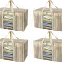 BALEINE 4-Pack Oversized Moving Bags with Reinforced Handles, Heavy-Duty Storage Tote Moving Supplies for Packaging, Camping (Color Stripe, 4-Pack)