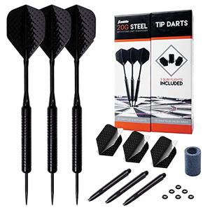 Franklin Sports 20Gram Steel Tip Dart Set - Game Room Ready with Standard Flights, Slim Flights, Stone Sharpener, Nylon and Aluminum Saft - Perfect for Family Game Room Fun with Friends, Black