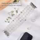 MOFREE Beaded Bracelet Compatible for Apple Watch Band 38mm 40mm 41mm Women, Fashion Handmade Crystal Beads Elastic Stretchy Charms Strap for iWatch Band Series SE 9 8 7 6 5 4 3 2 1 (White)