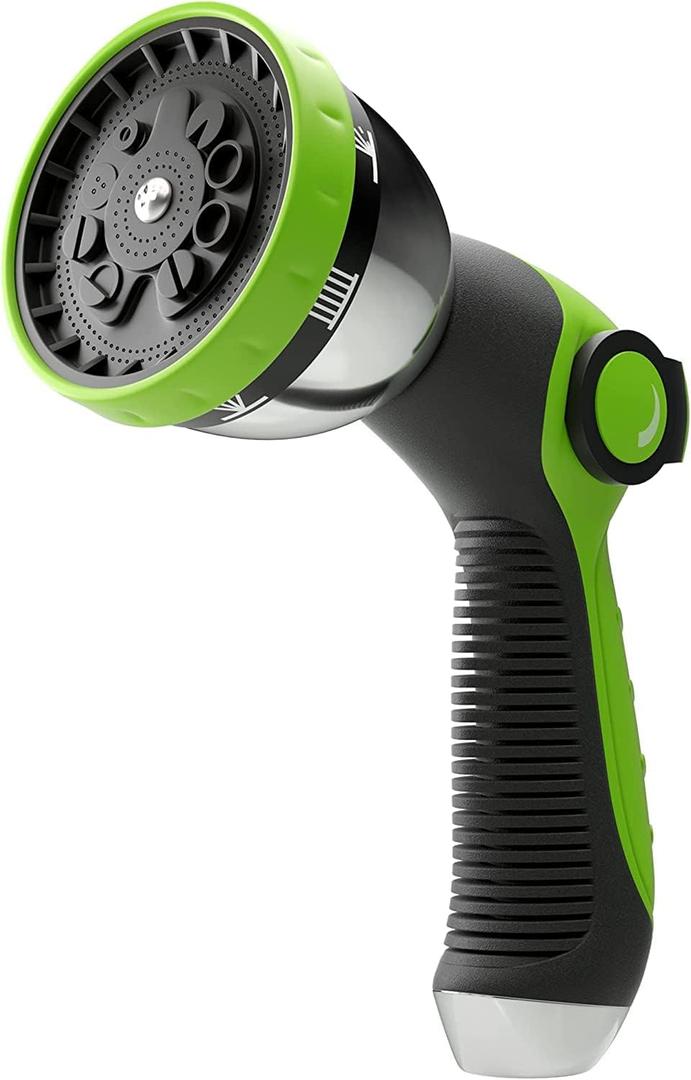 ALMA Garden Hose Nozzle Sprayer with Thumb Control On Off Valve - 10 Spray Pattern Garden Hose Sprayer Nozzle - Perfect Water Hose Nozzle for Outdoor (Green)