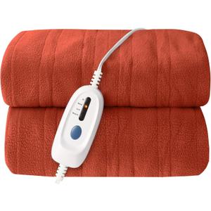Electric Heated Blanket Full Size 72x84 Microplush Cover Blanket 4 Heat Settings & 10 Hours Auto Off, Cozy & Breathable, Warm All Night, Orange