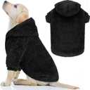Fuzzy Dog Sweaters for Medium Dogs Dog Hoodie Soft Double-Sided Plush Fleece Pet Sweater Clothes Coats Pet Hoodie Sherpa Hooded Sweatshirt(Black-M)