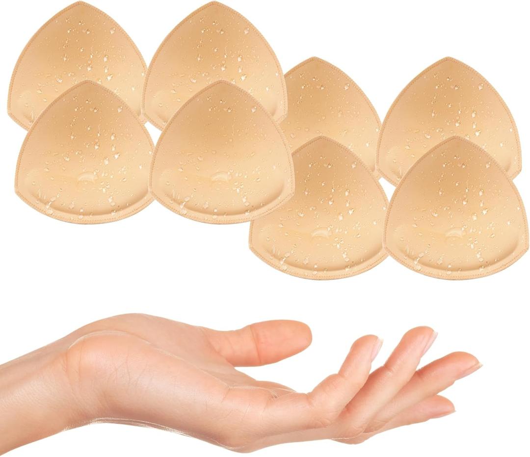 Swimsuit Bra Inserts 4 Pairs, Waterproof Bathing Suit Inserts Push up Bra Pads Inserts for Bikini Sports Bra (CD, Beige)