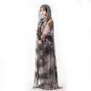 Halloween Costumes Cloak,Tulle Hooded Cape for Women and Dragon God Mask Cosplay Vampire Cape Witch Cloak Dark Gray