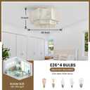RUIYEY Boho Ceiling Fans with Lights: 20 inch Beige 2-Tier Modern Flush Mount Ceiling Fan with Remote, 7 Blades Reversible 6 Speeds E26 4 Light Low Profile Caged Fandelier for Bedroom Kitchen Island