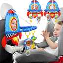 Dr.Rapeti Double-Sided Car Seat Toy, Rear Facing Car Seat Toy, Travel Activity Set, Easier Drive for Newborn, Adjustable Activity Arch with Baby Mirror, Teether, Ring Rattles